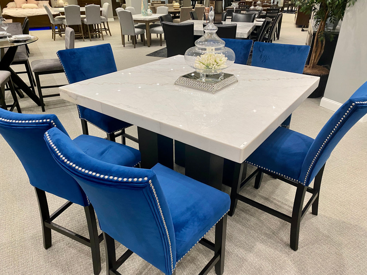 Arelis “Solid Genuine Marble” Dinning Table In Standard Height or Counter Height (4, 6, or 8 Seater Available) Steve Silver 2