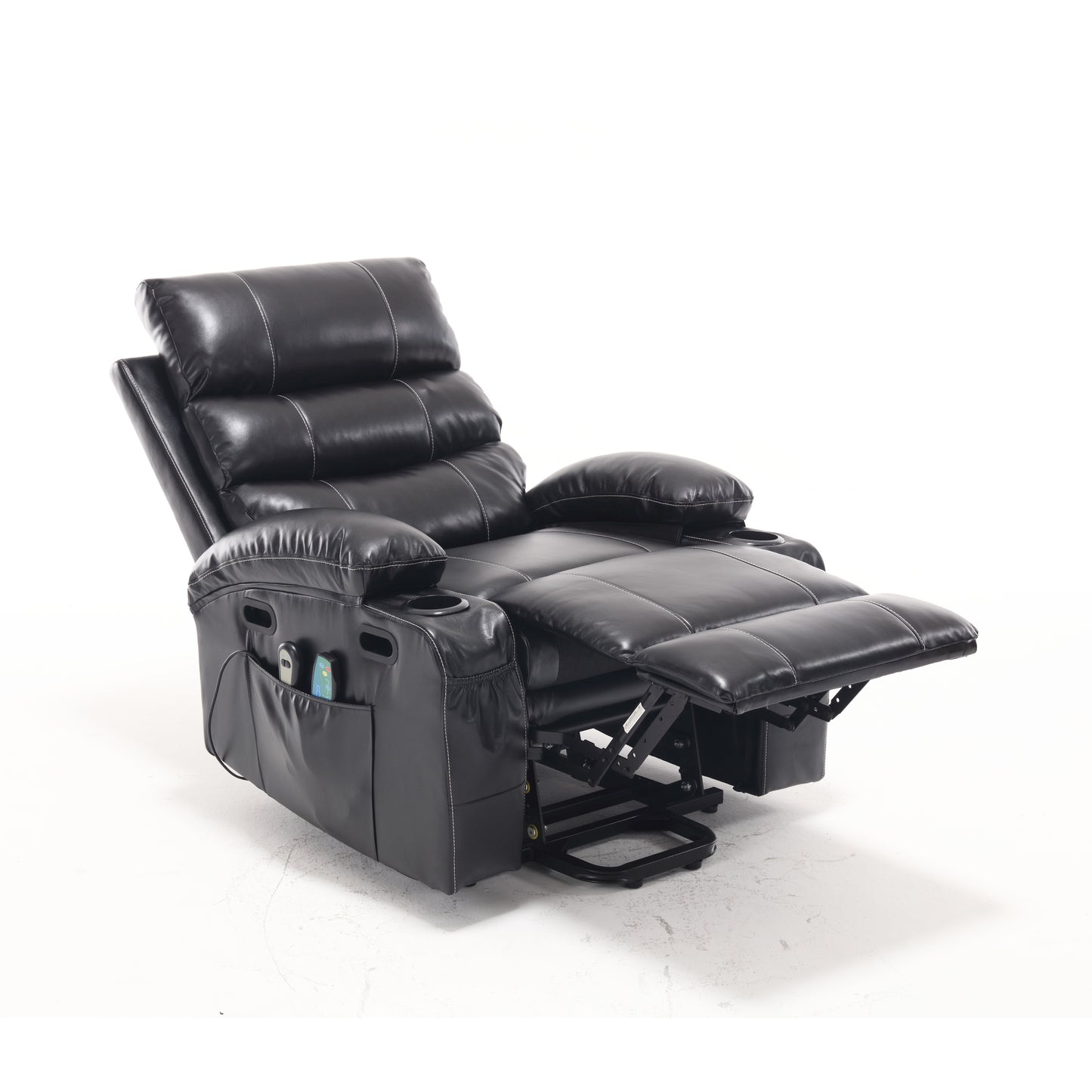 21" Seat Width, Large Size Electric Power Lift Recliner Chair Sofa for Elderly, 8 Point Vibration Massage and Lumber HEAT🔥, Remote Control, Side Pockets and Cup Holders, Cozy Fabric, Overstuffed Arm pu House to Home Furnishings LLC