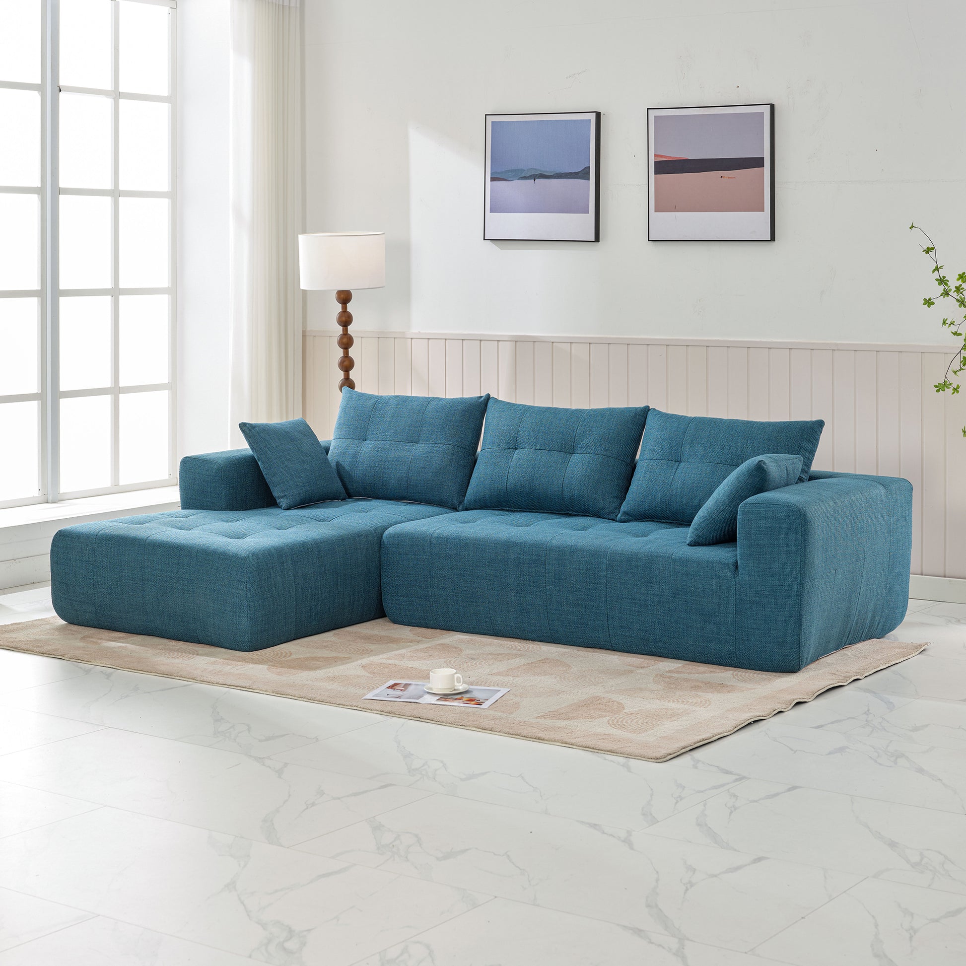 110x69" Modular Sectional Living Room Sofa Set, Modern Minimalist Style Couch, Installation-free sofa, Upholstered Sleeper Sofa for Living Room, Bedroom, Salon, 2 PC Free Combination, L-Shape, Linen House to Home Furnishings LLC