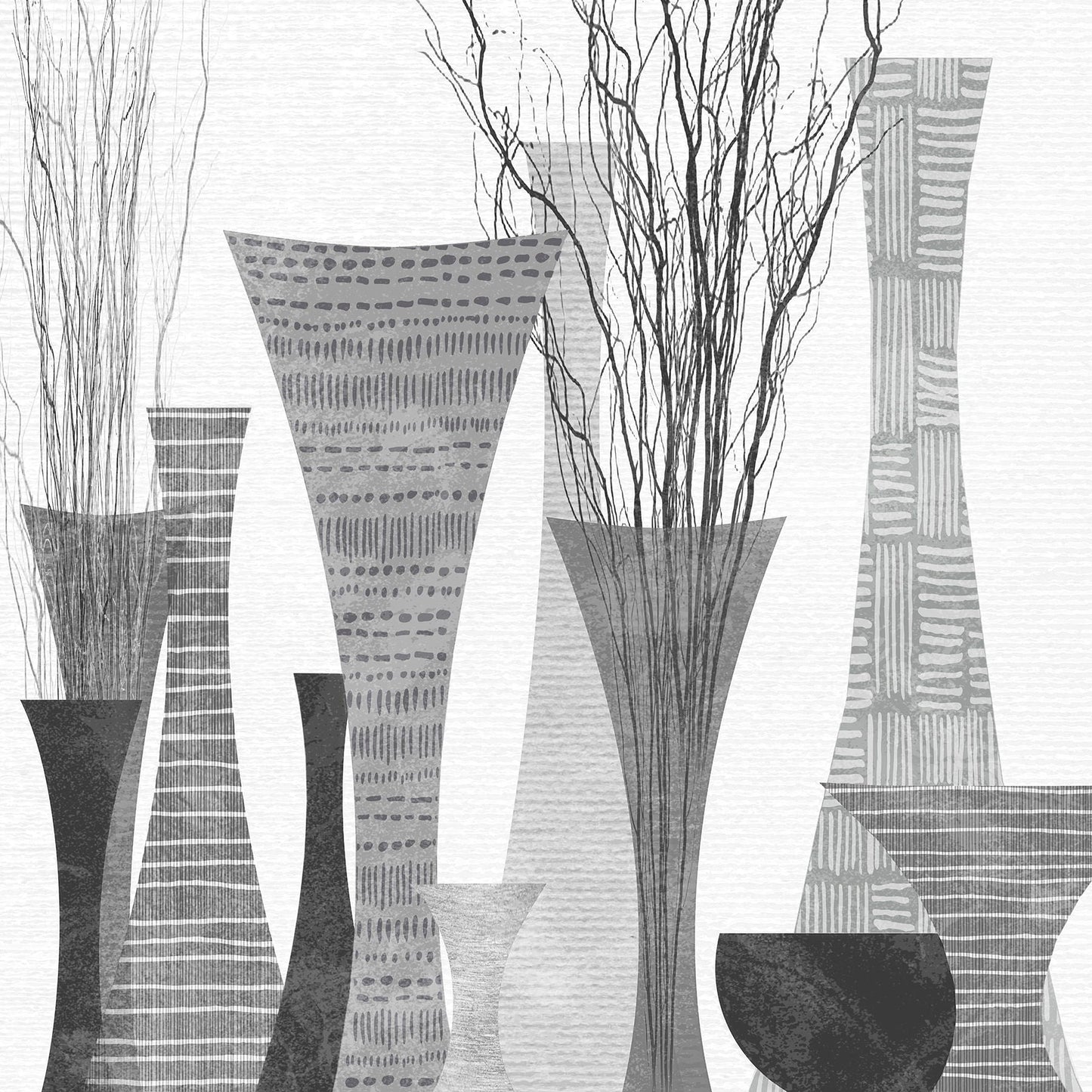 Silhouette Vases By Susan Jill - Dark Gray Classy Art