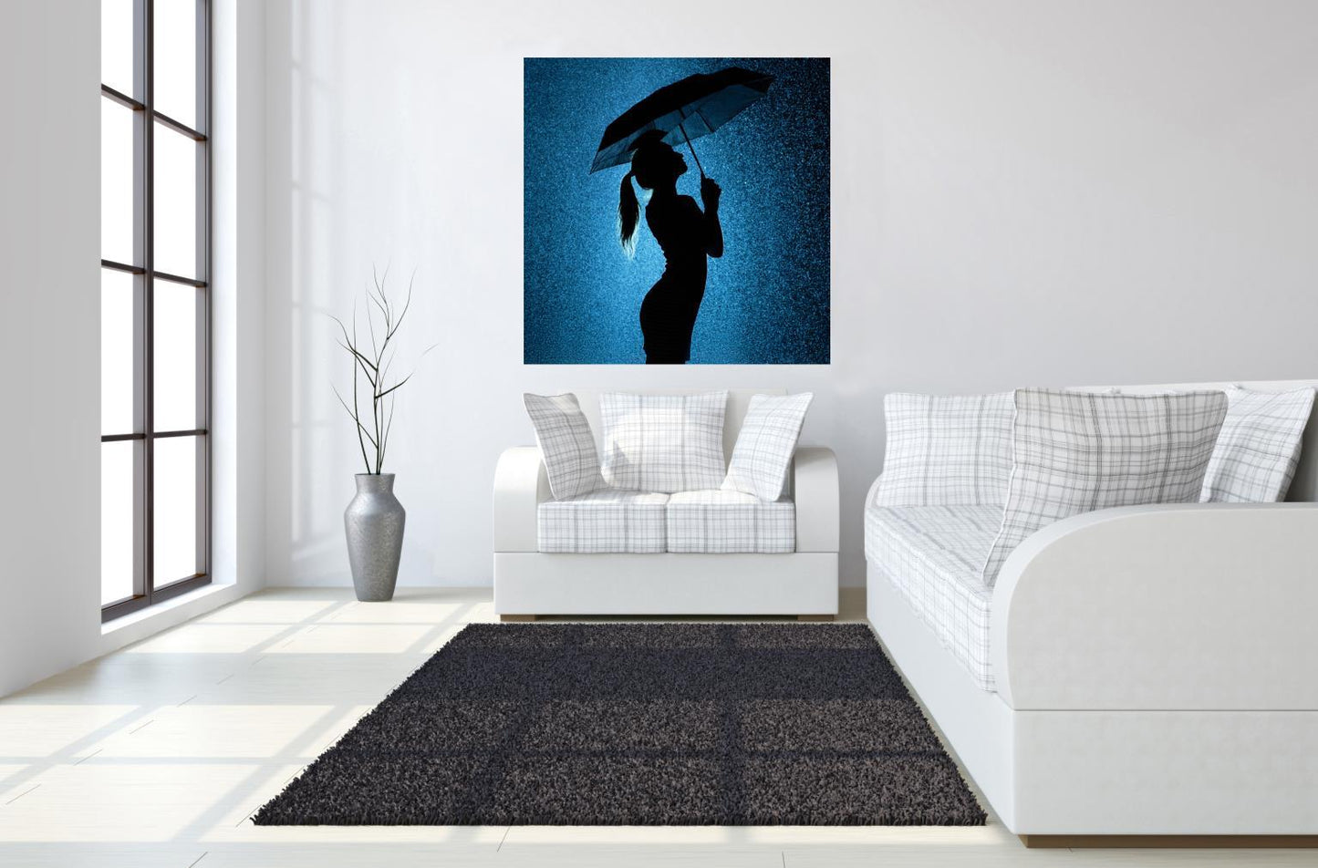 Tempered Glass With Foil - Rainy Night 2 - Blue Classy Art