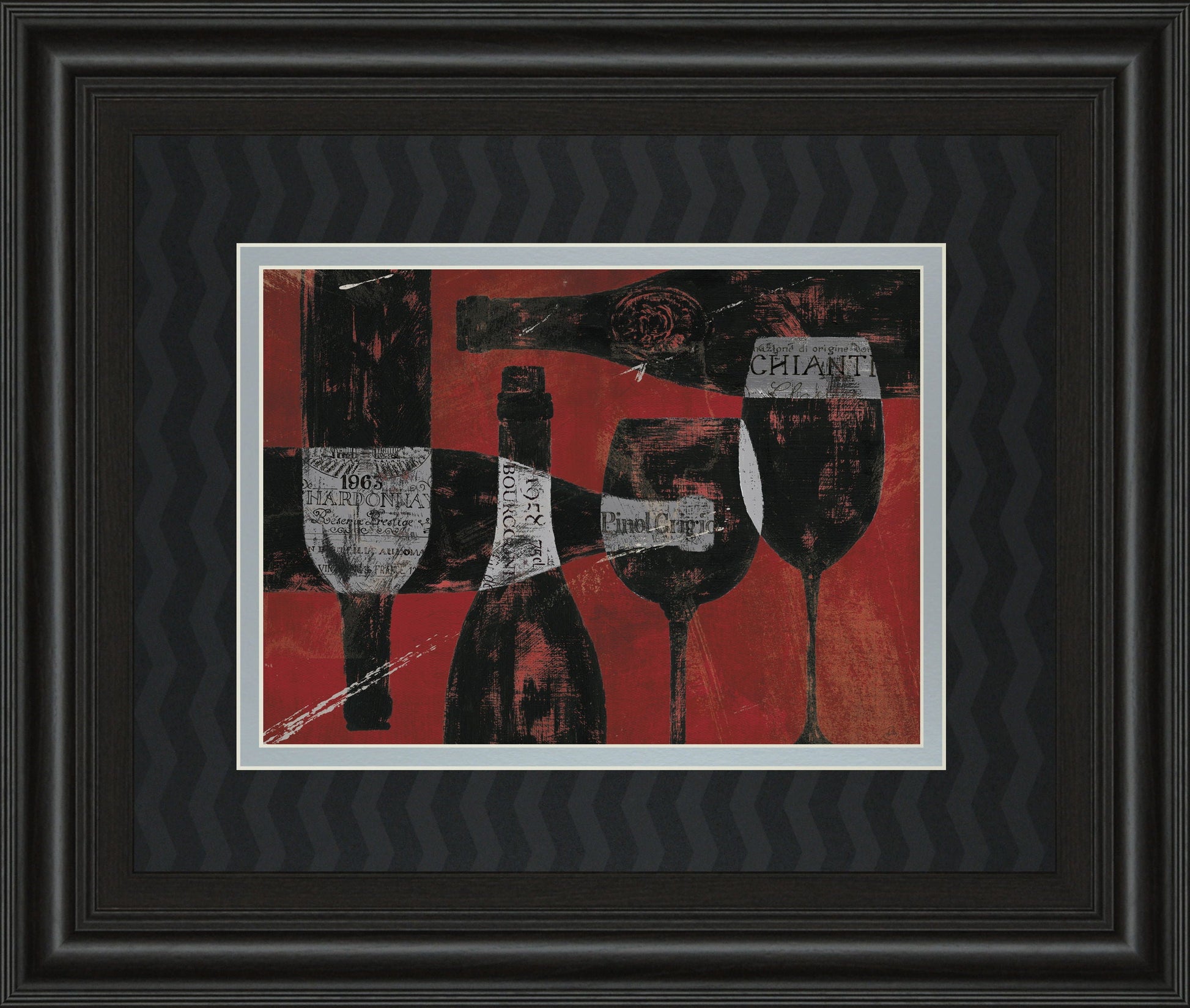 Wine Selection IIl By Daphane Brissonet - Framed Print Wall Art - Red Classy Art