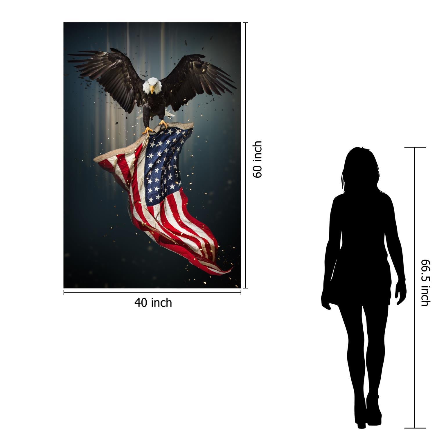 Temp Glass With Foil - Eagle Flag - Dark Gray Classy Art