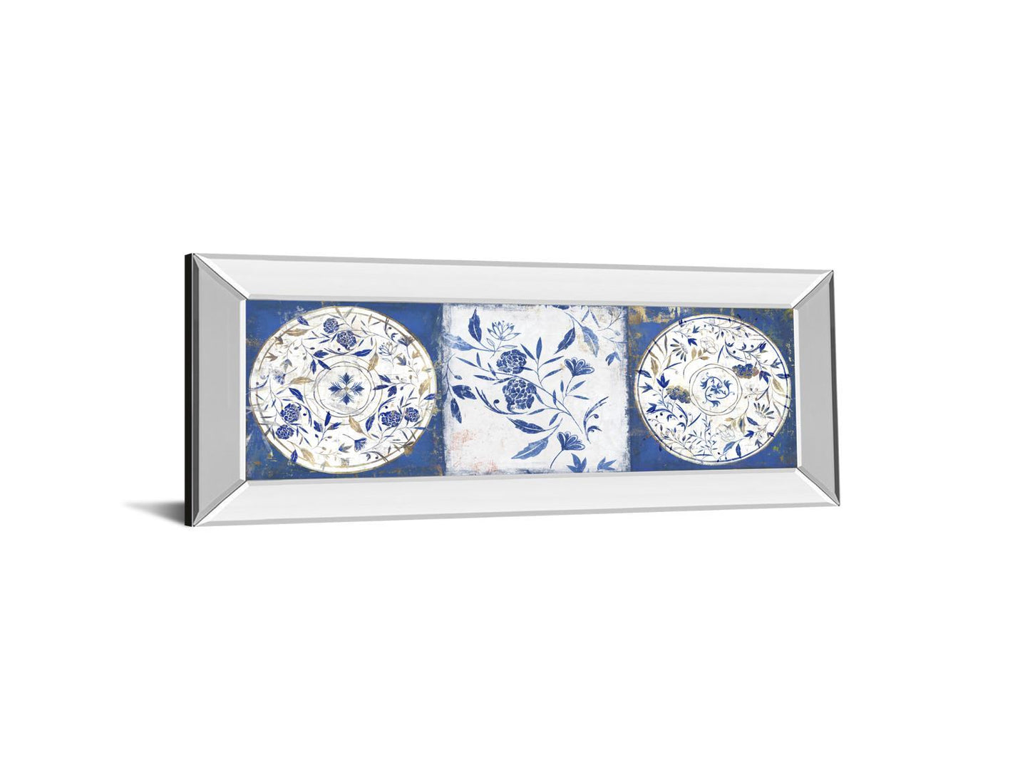 Indgio Ceramics II By Isabelle Z - Mirrored Frame Wall Art - Blue Classy Art