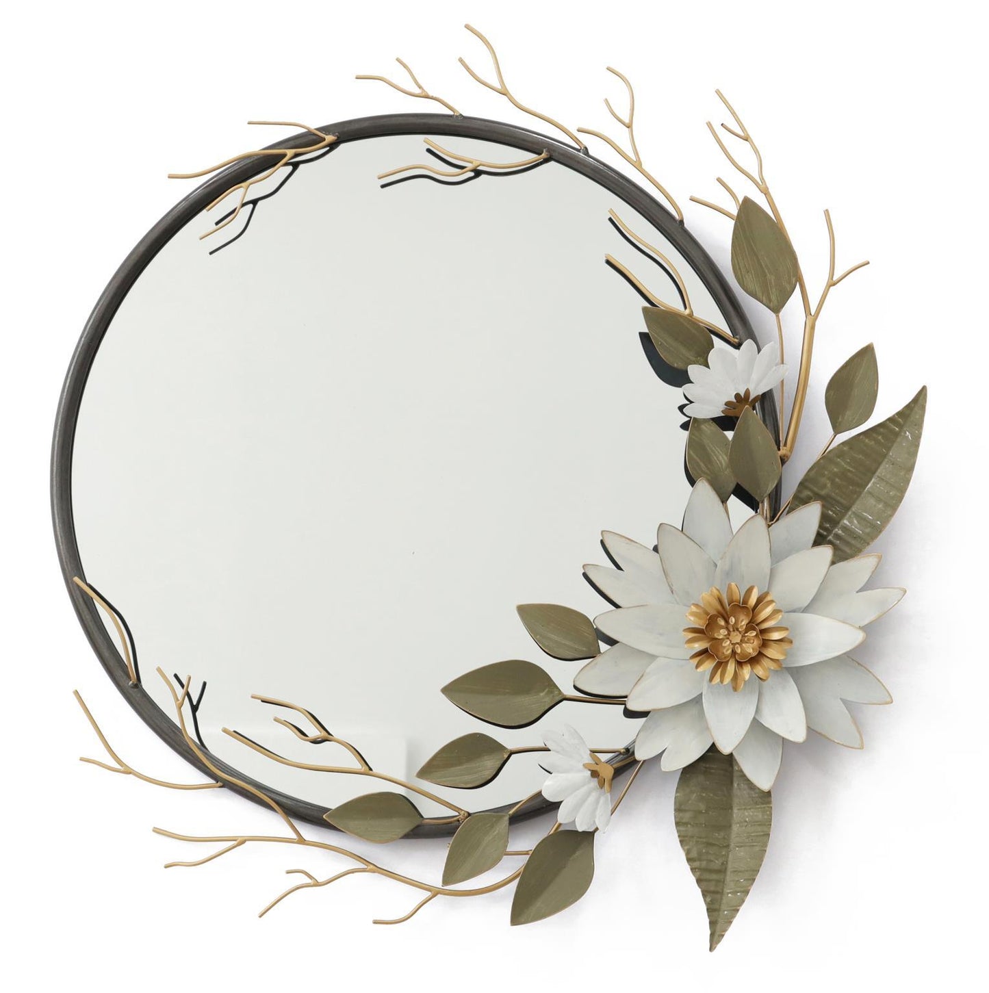 28x29 Metal Wall Mirror - Pearl Silver Classy Art