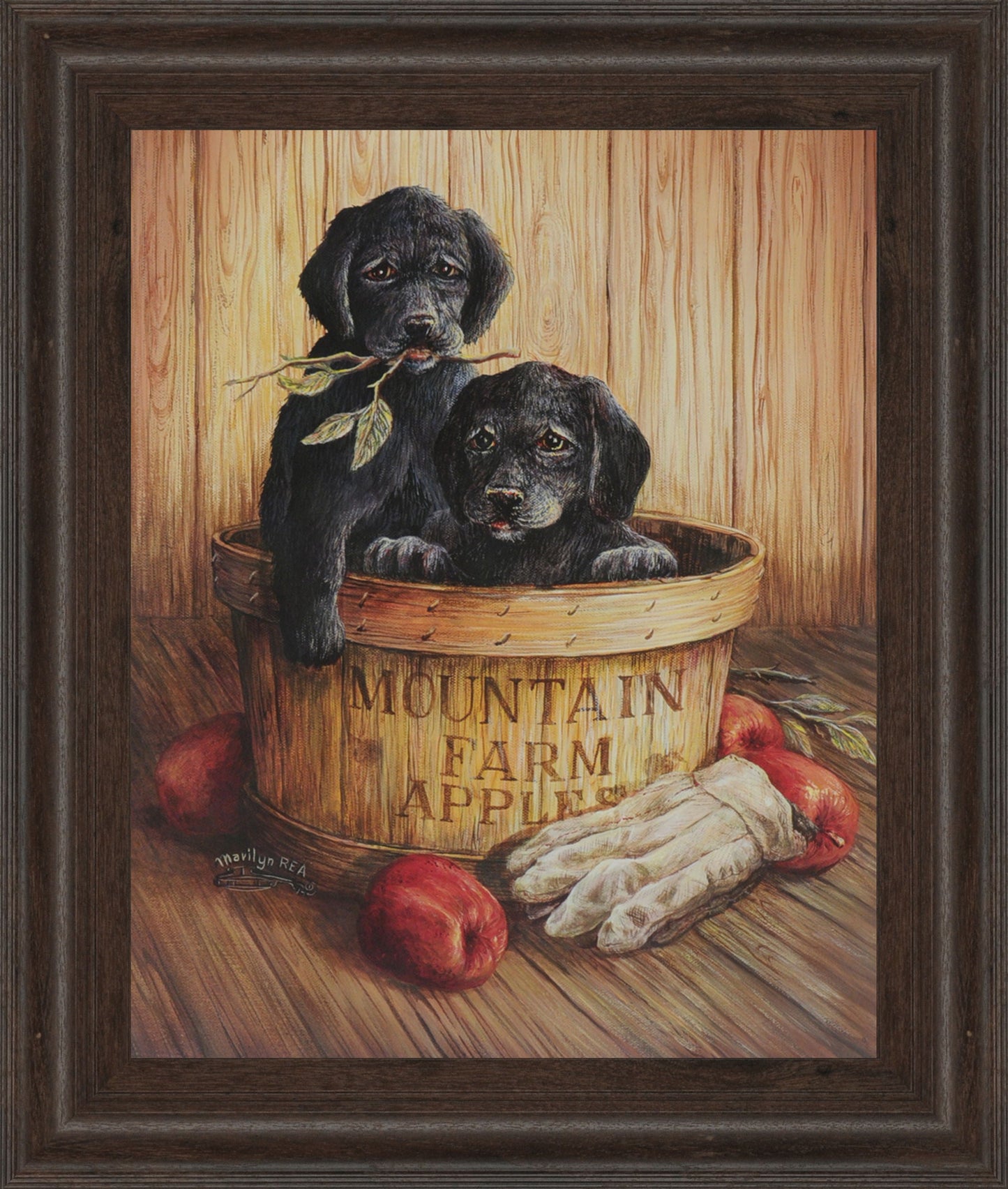 Black Labs - Framed Print Wall Art - Dark Brown Classy Art