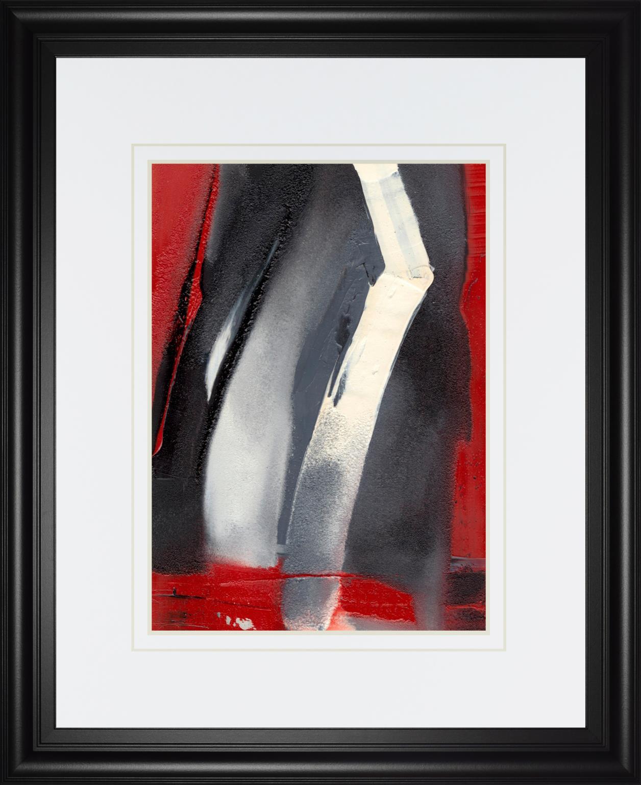 34x40 Red Streak III By Sharon Gordon - Dark Gray Classy Art