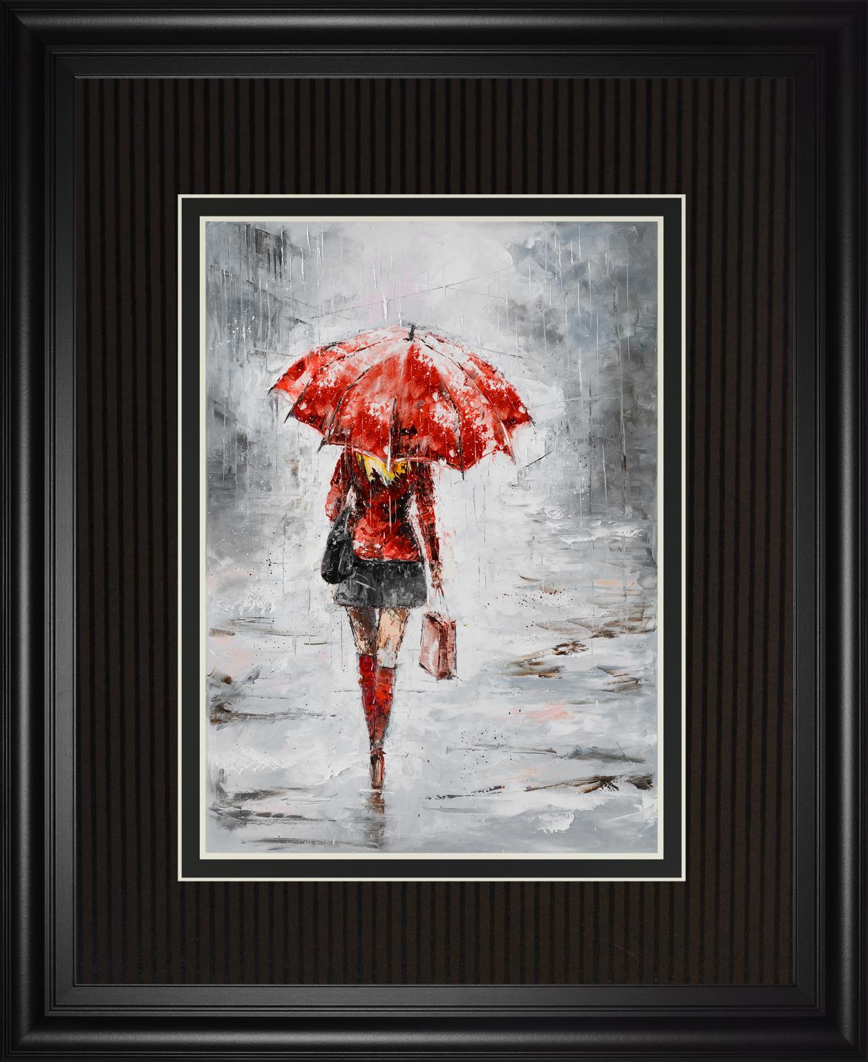 34x40 City in the Rain I By Jolanta Kowalik - Red Classy Art