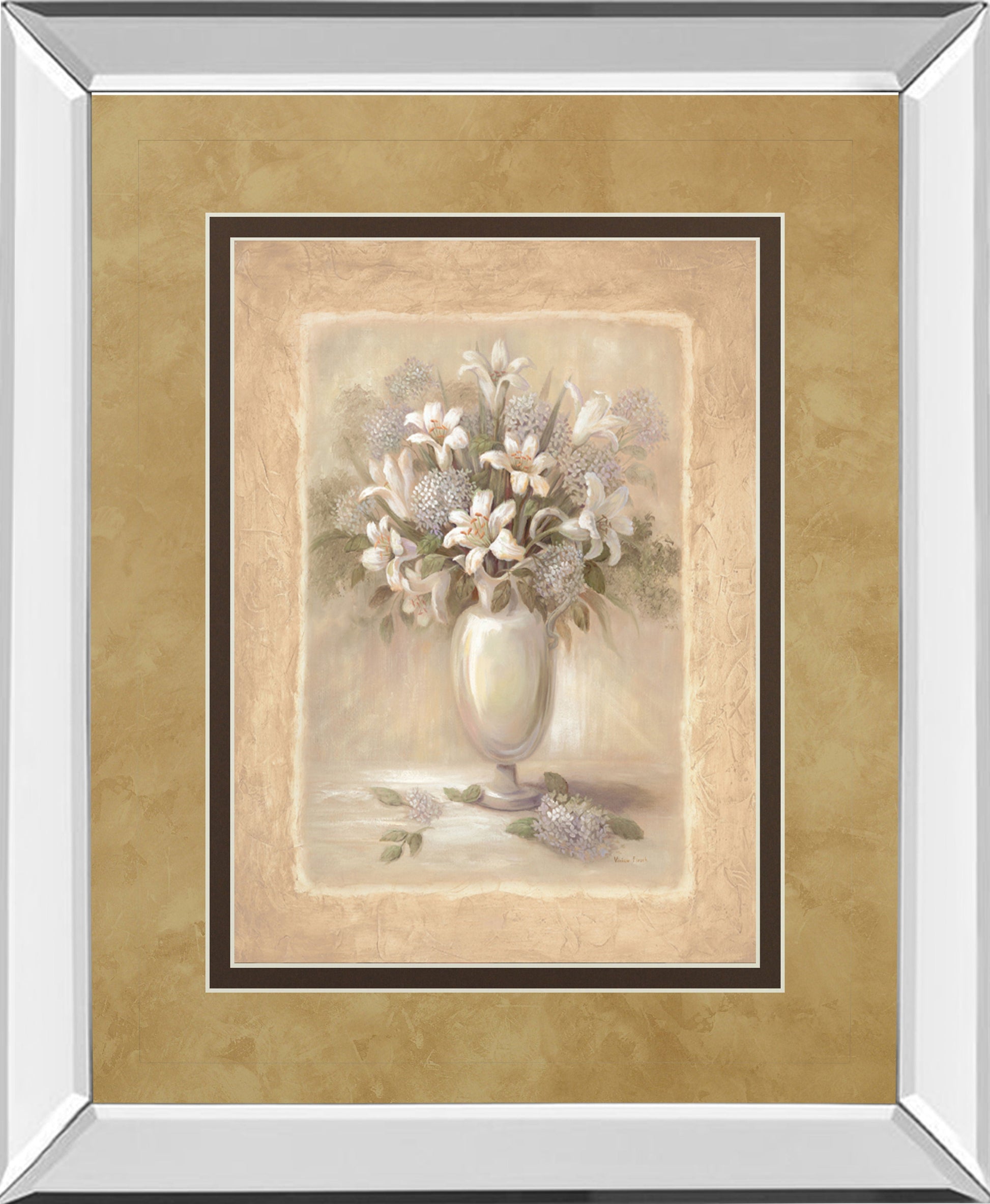 White Bounty Il By Vivian Flasch - Mirror Framed Print Wall Art - White Classy Art