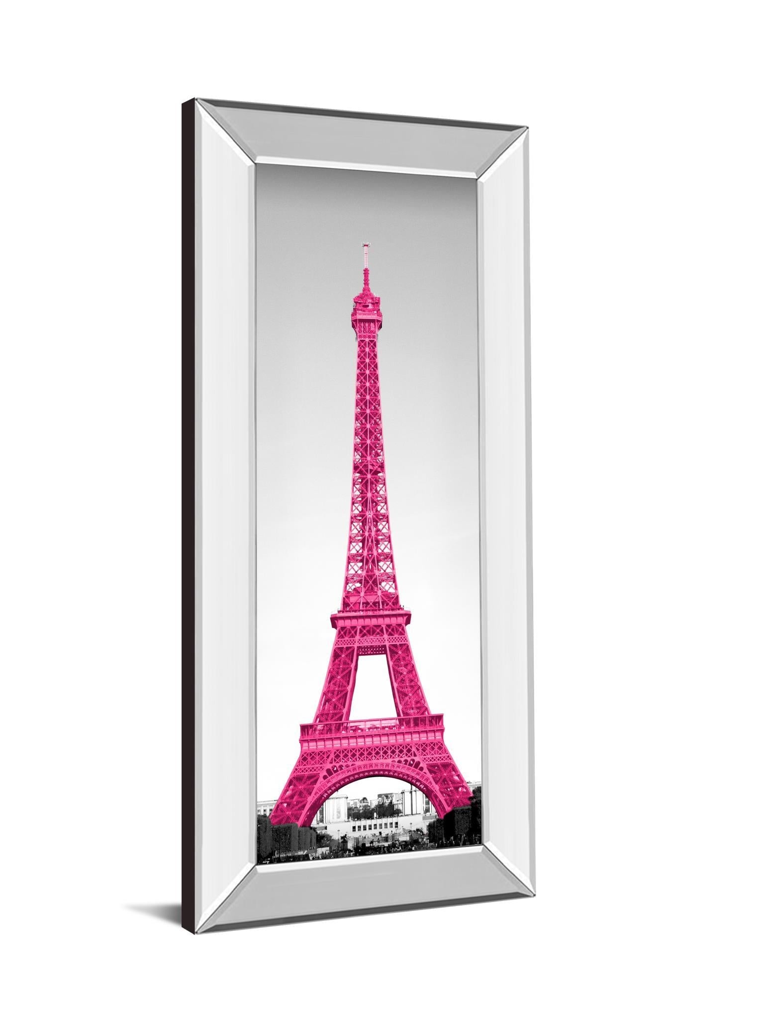 Pretty In Paris By Emily Navas - Mirror Framed Print Wall Art - Pink Classy Art