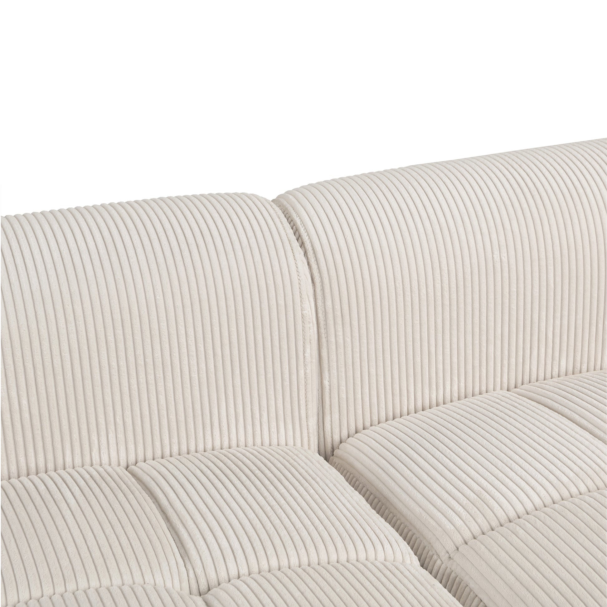 103.9" Modern Couch Corduroy Fabric Comfy Sofa with Rubber Wood Legs, 4 Pillows for Living Room, Bedroom, Office, Beige House to Home Furnishings LLC