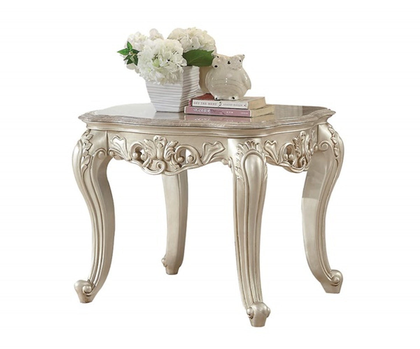 Acme Furniture Gorsedd End Table in Antique White 82442 ACME East