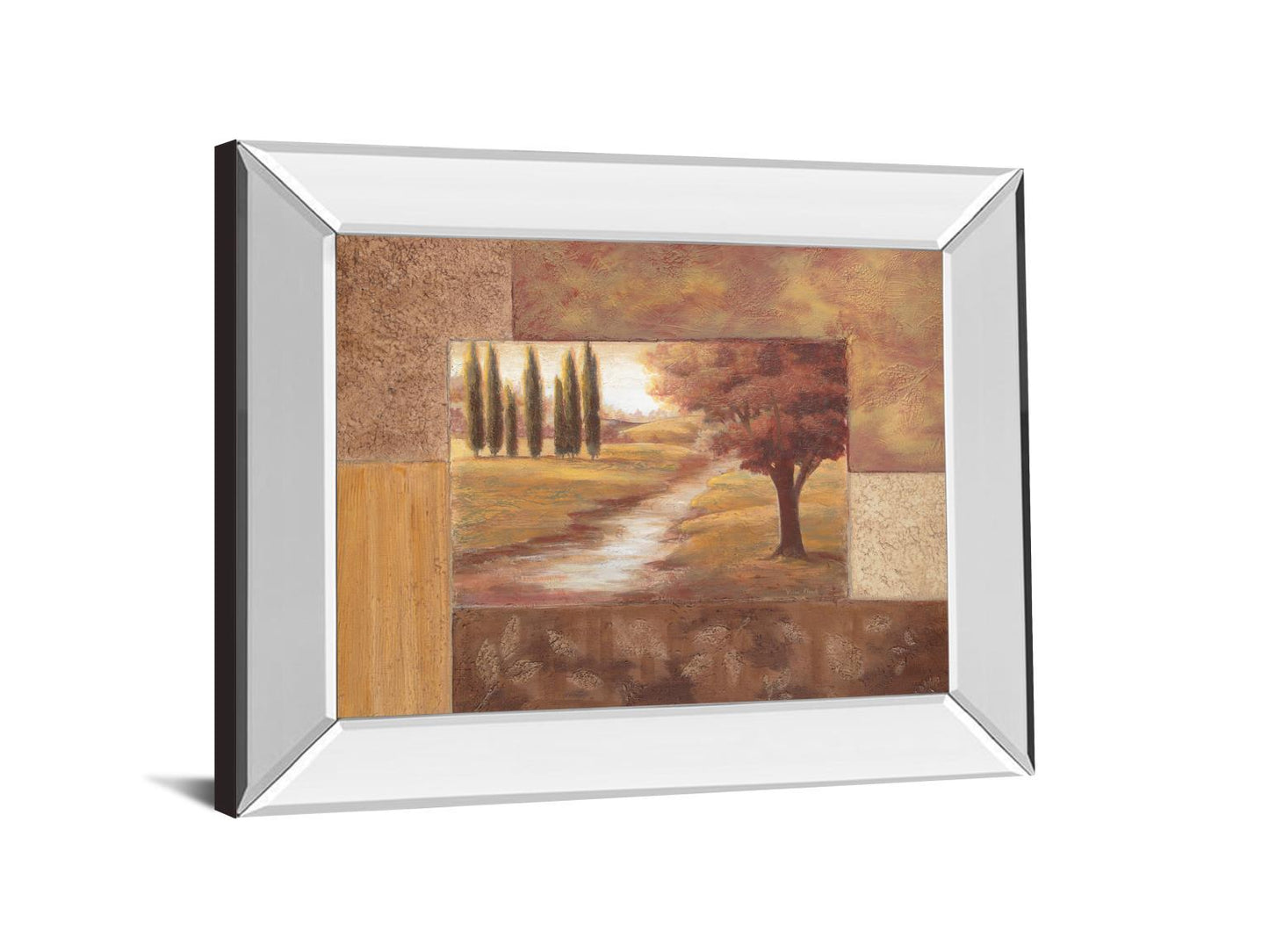 Peaceful Stream Il By Vivian Flasch - Mirror Framed Print Wall Art - Dark Brown Classy Art