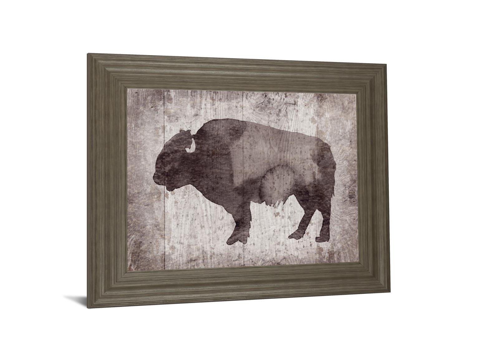 Wildness II-timber By Sandra Jacobs - Framed Bison Print Wall Art - Dark Brown Classy Art