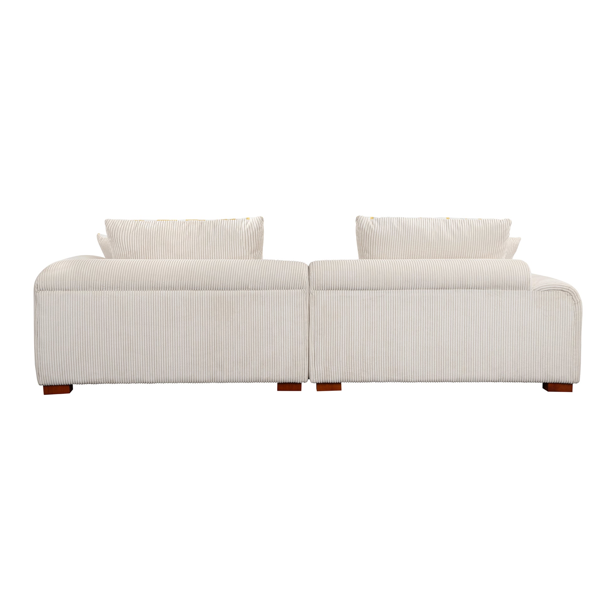 103.9" Modern Couch Corduroy Fabric Comfy Sofa with Rubber Wood Legs, 4 Pillows for Living Room, Bedroom, Office, Beige House to Home Furnishings LLC