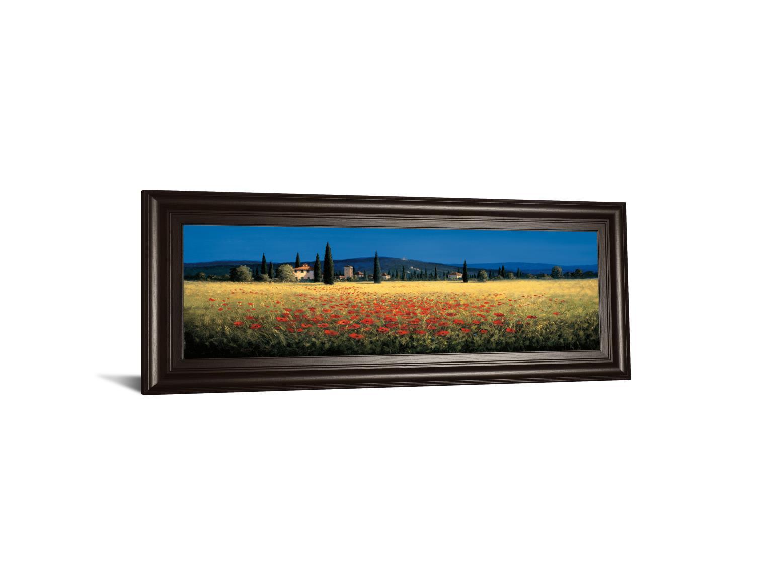 Tuscan Panorama-poppies By David Short - Blue Classy Art