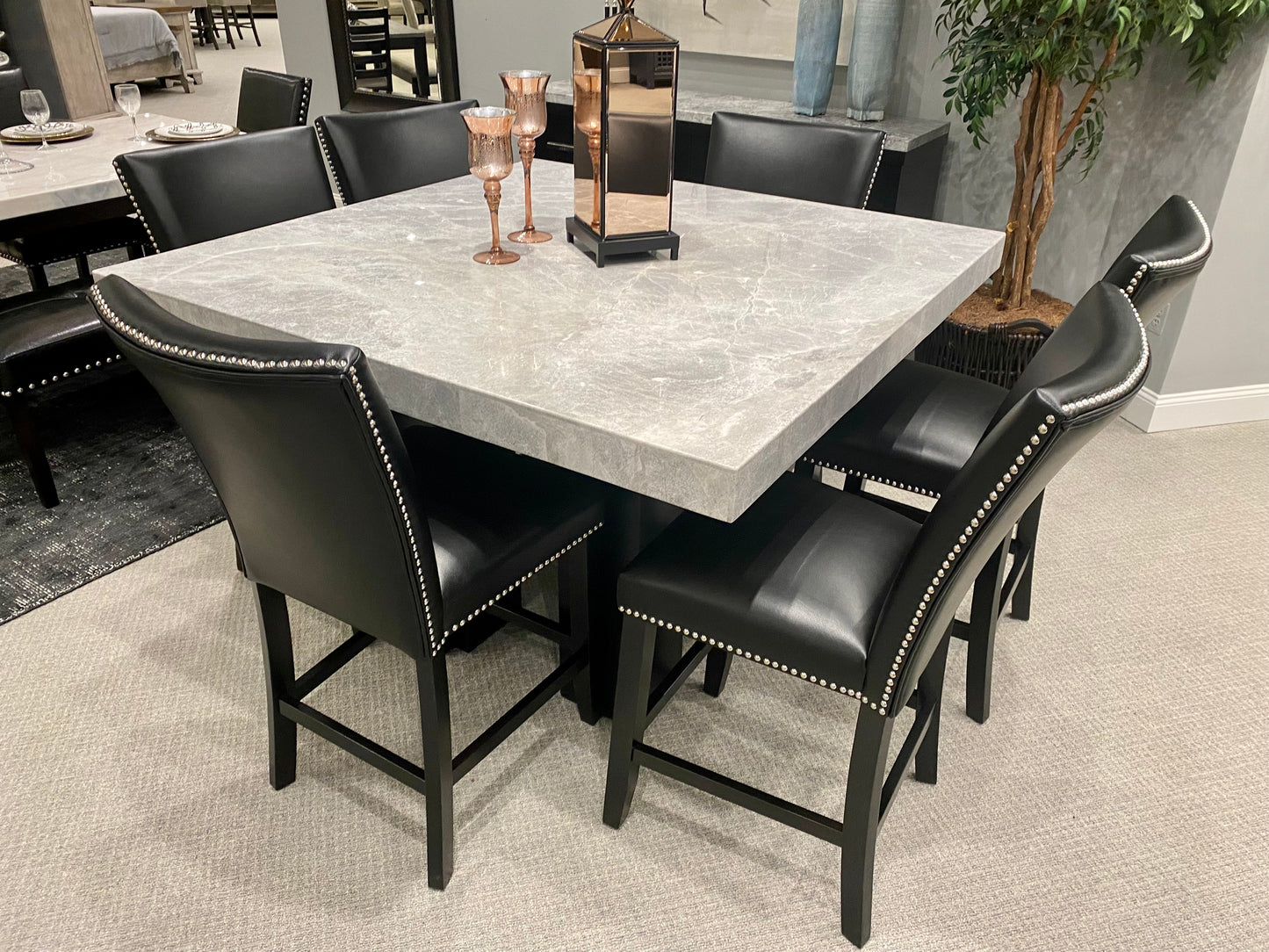 Arelis “Solid Genuine Marble” Dinning Table In Standard Height or Counter Height (4, 6, or 8 Seater Available) Steve Silver 2