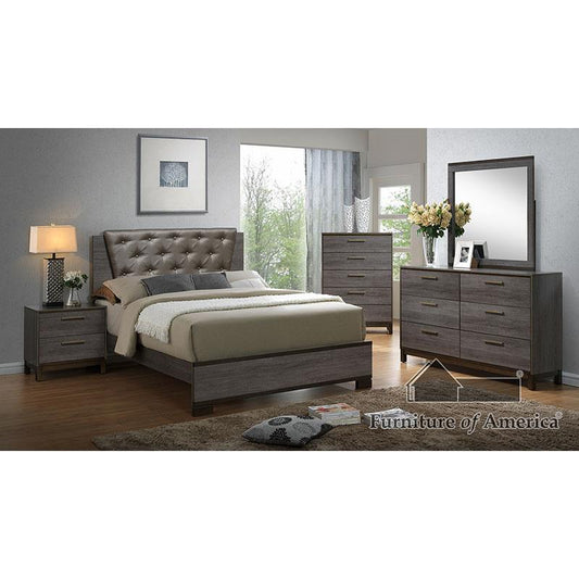 MANVEL Two-Tone Antique Gray Queen Bed FOA East