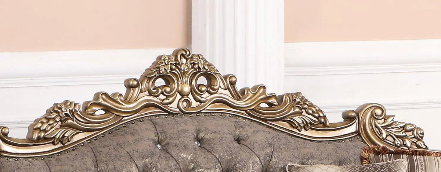 Amelia Traditional Sofa and Loveseat in Bronze Wood Finish by Cosmos Furniture Cosmos Furniture