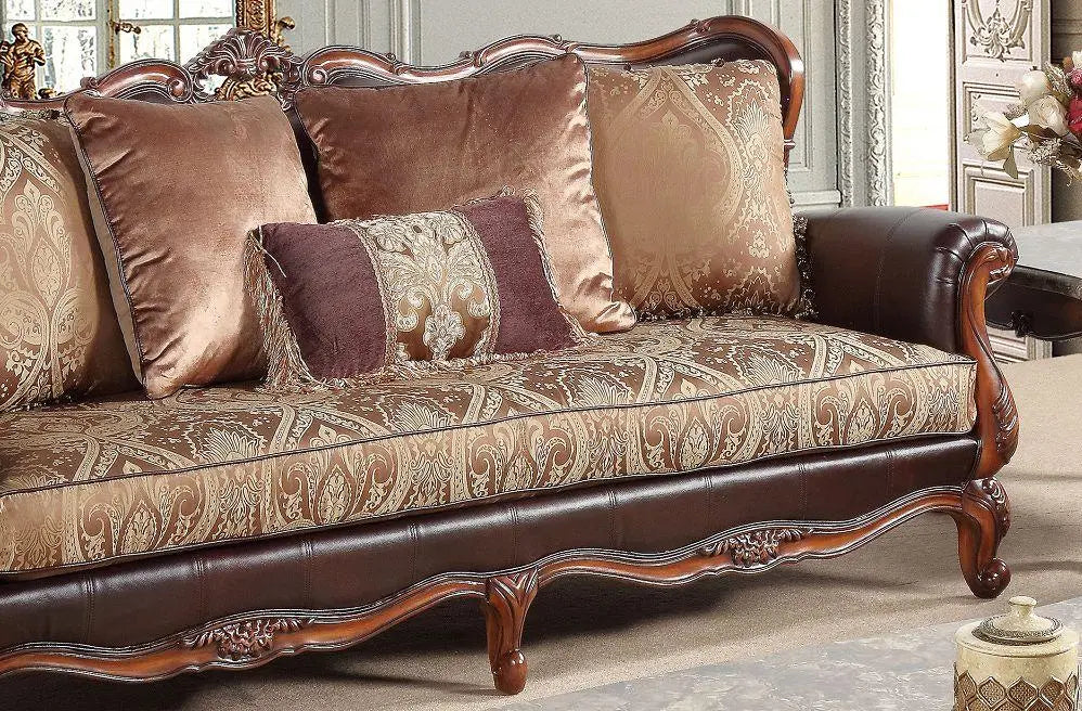 Anne Traditional Sofa and Loveseat in Cherry Wood Finish by Cosmos Furniture Cosmos Furniture