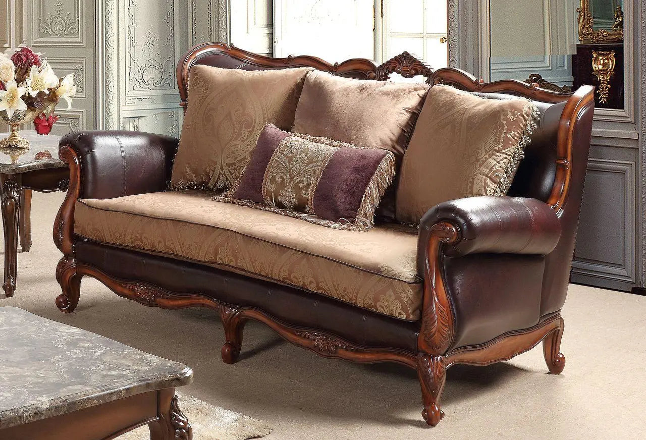 Anne Traditional Sofa and Loveseat in Cherry Wood Finish by Cosmos Furniture Cosmos Furniture