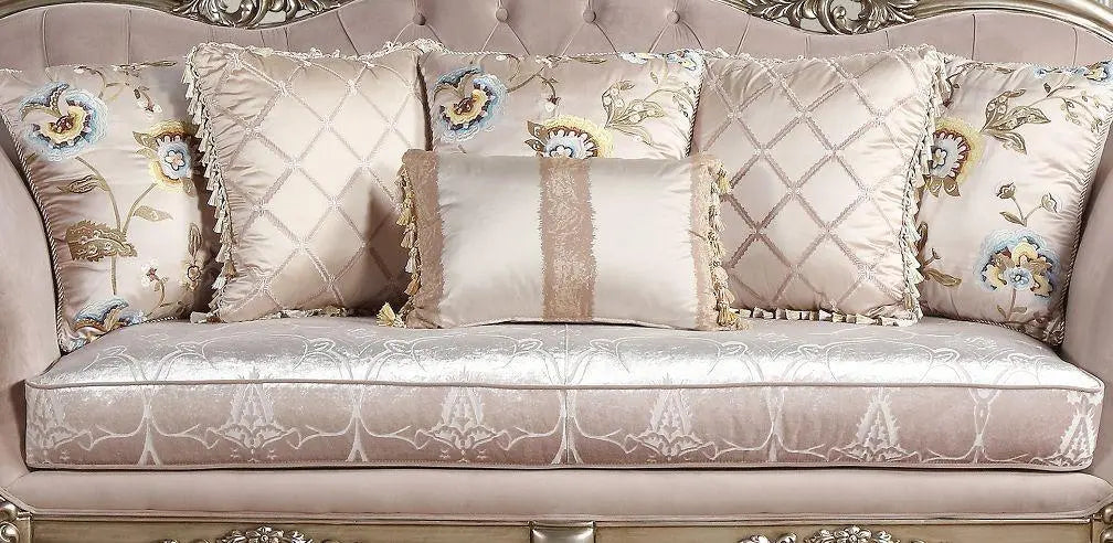 Ariana Traditional Sofa and Loveseat in Champagne Wood Finish by Cosmos Furniture Cosmos Furniture