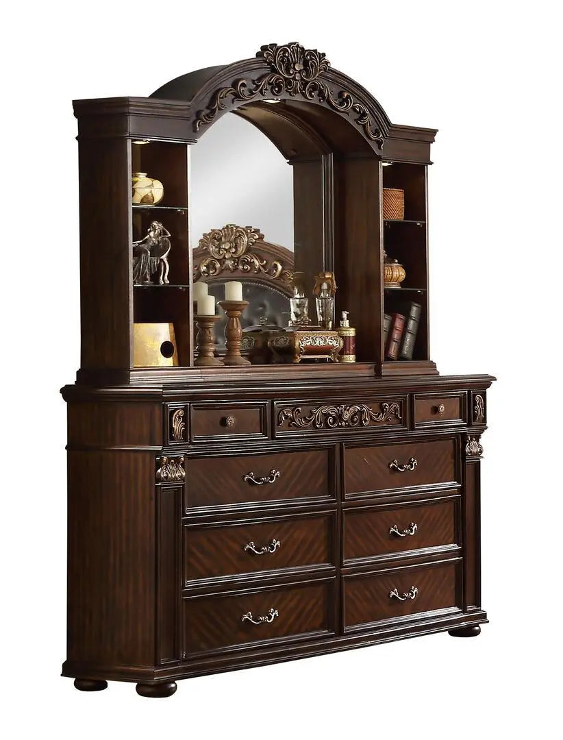 Aspen 6Pc Traditional Bedroom Set in Cherry Finish by Cosmos Furniture Cosmos Furniture