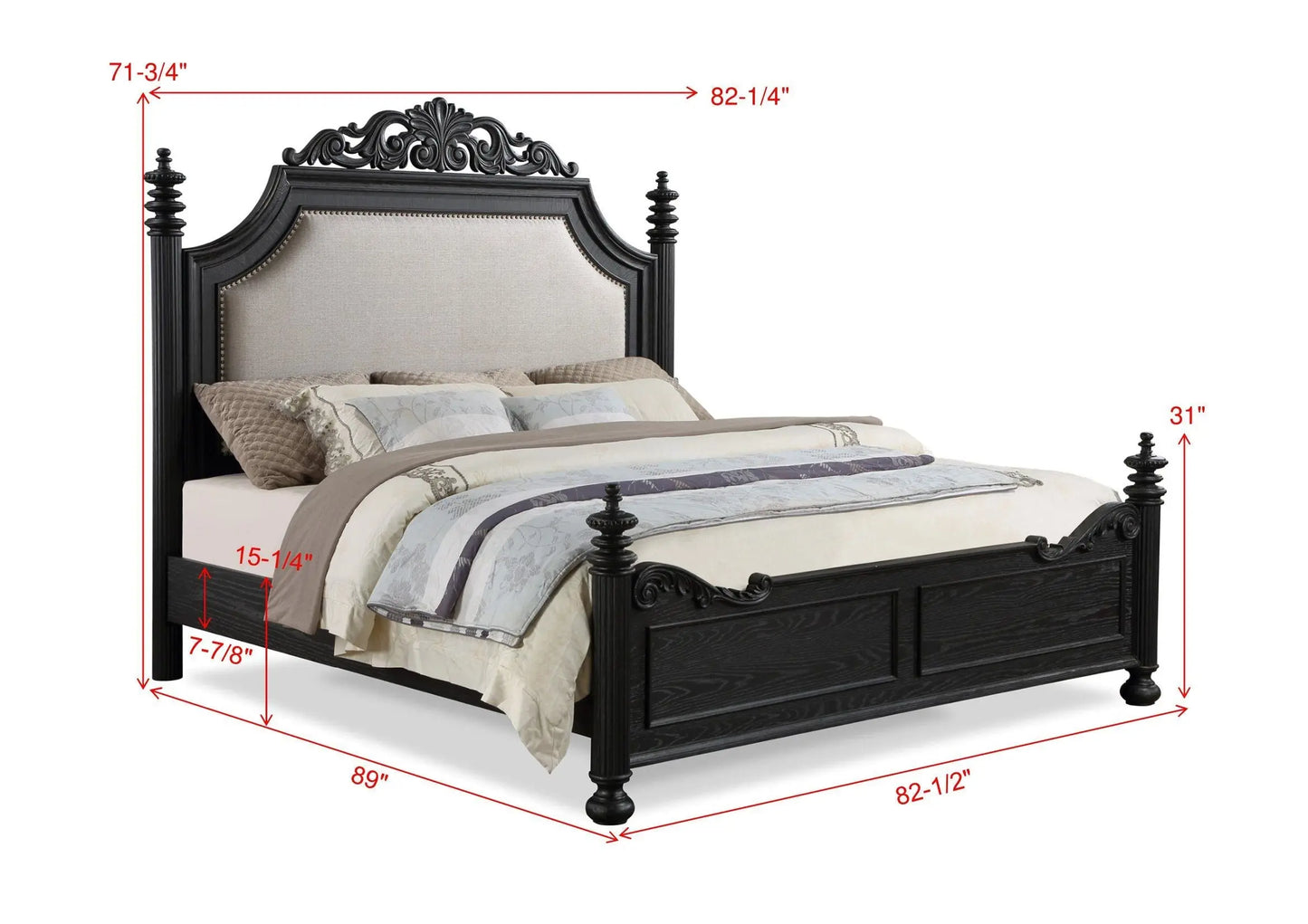 Kingsbury Espresso King Upholstered Panel Bed Crown Mark