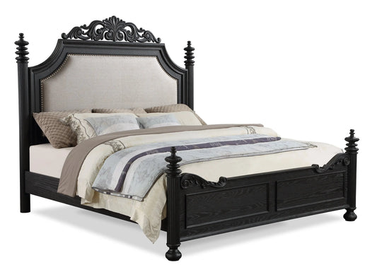 Kingsbury Espresso Queen Upholstered Panel Bed Crown Mark