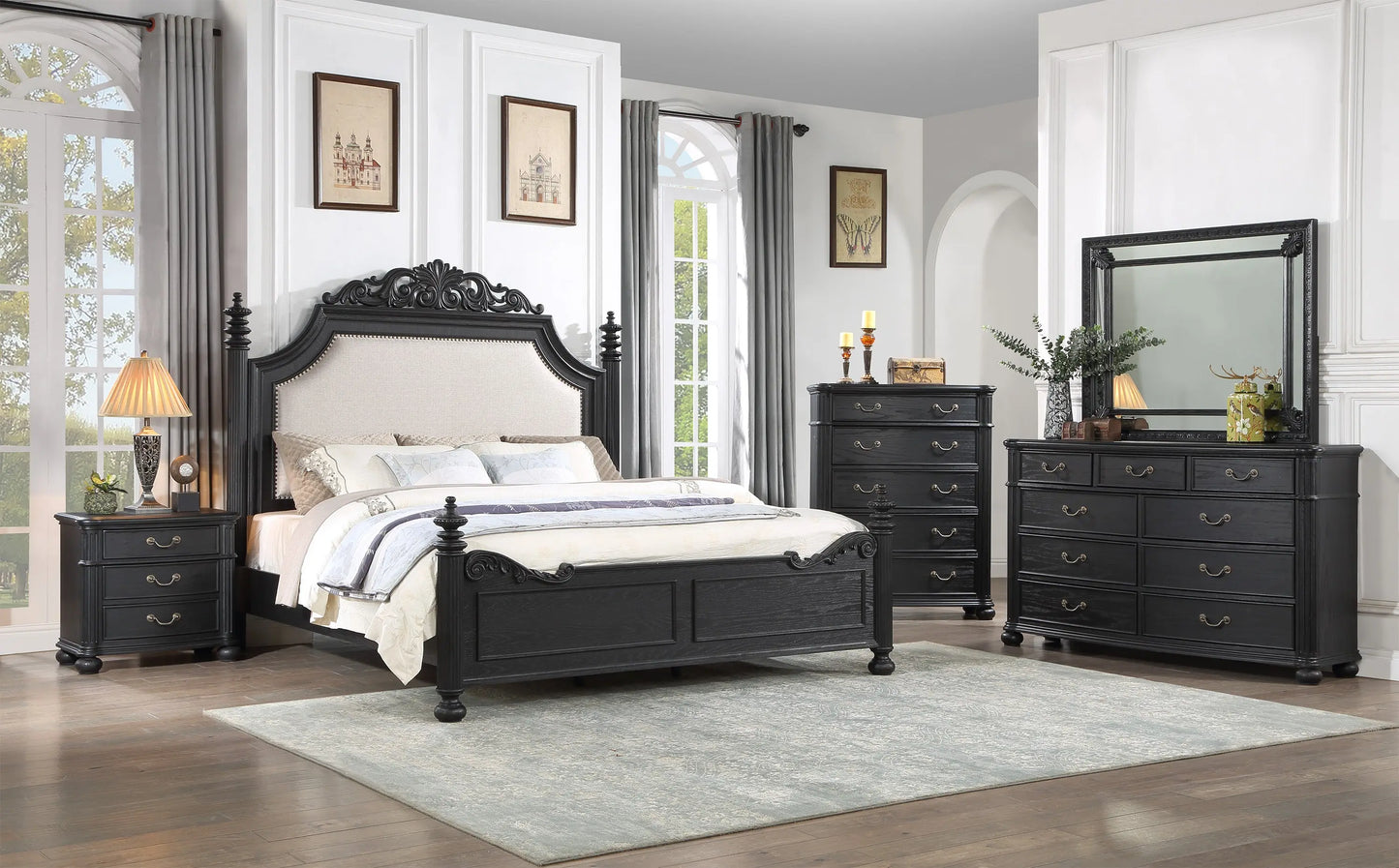 Kingsbury Espresso Upholstered Panel Bedroom Set Crown Mark