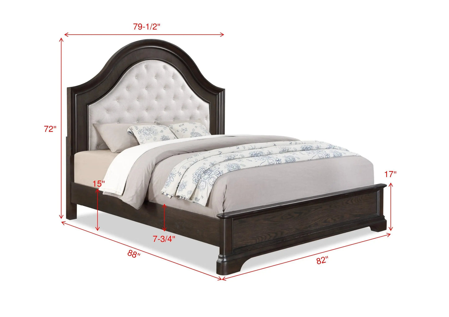 Duke Grayish Brown King Upholstered Panel Bed Crown Mark