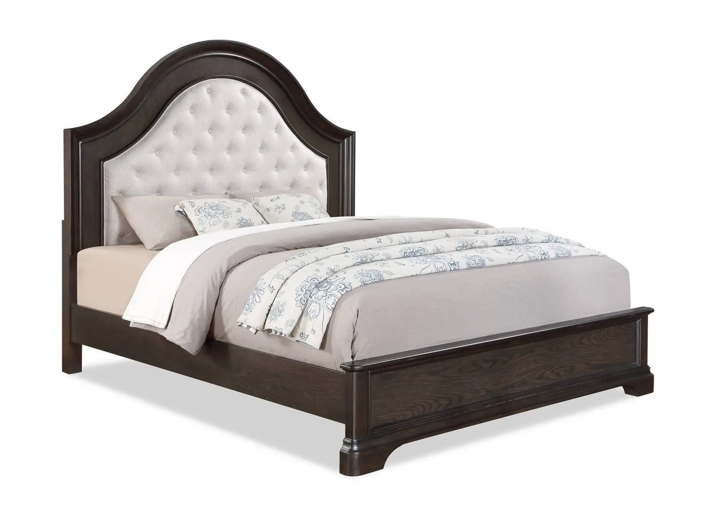 Duke Grayish Brown Queen Upholstered Panel Bed Crown Mark