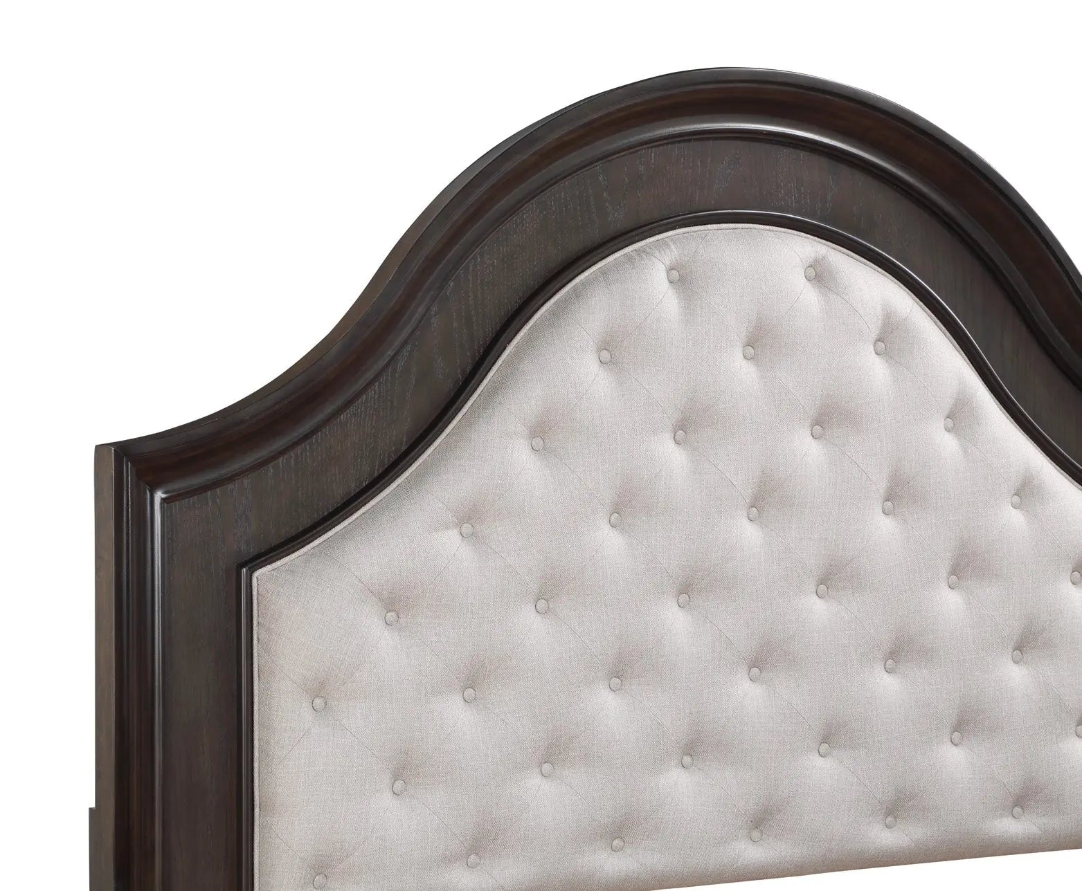 Duke Grayish Brown King Upholstered Panel Bed Crown Mark