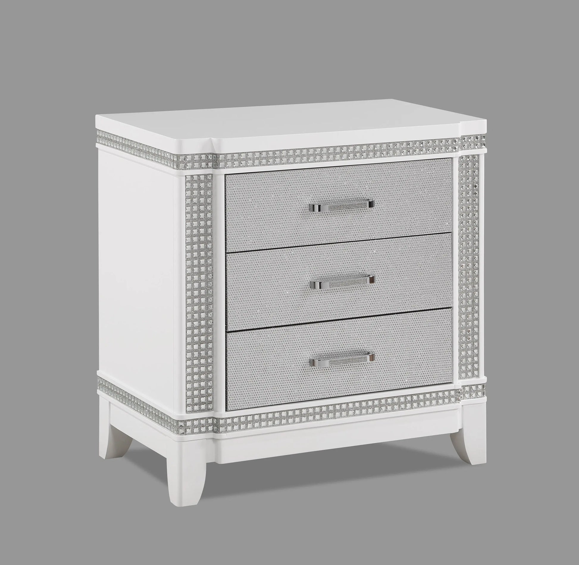 Ariane White/Silver Nightstand Crown Mark