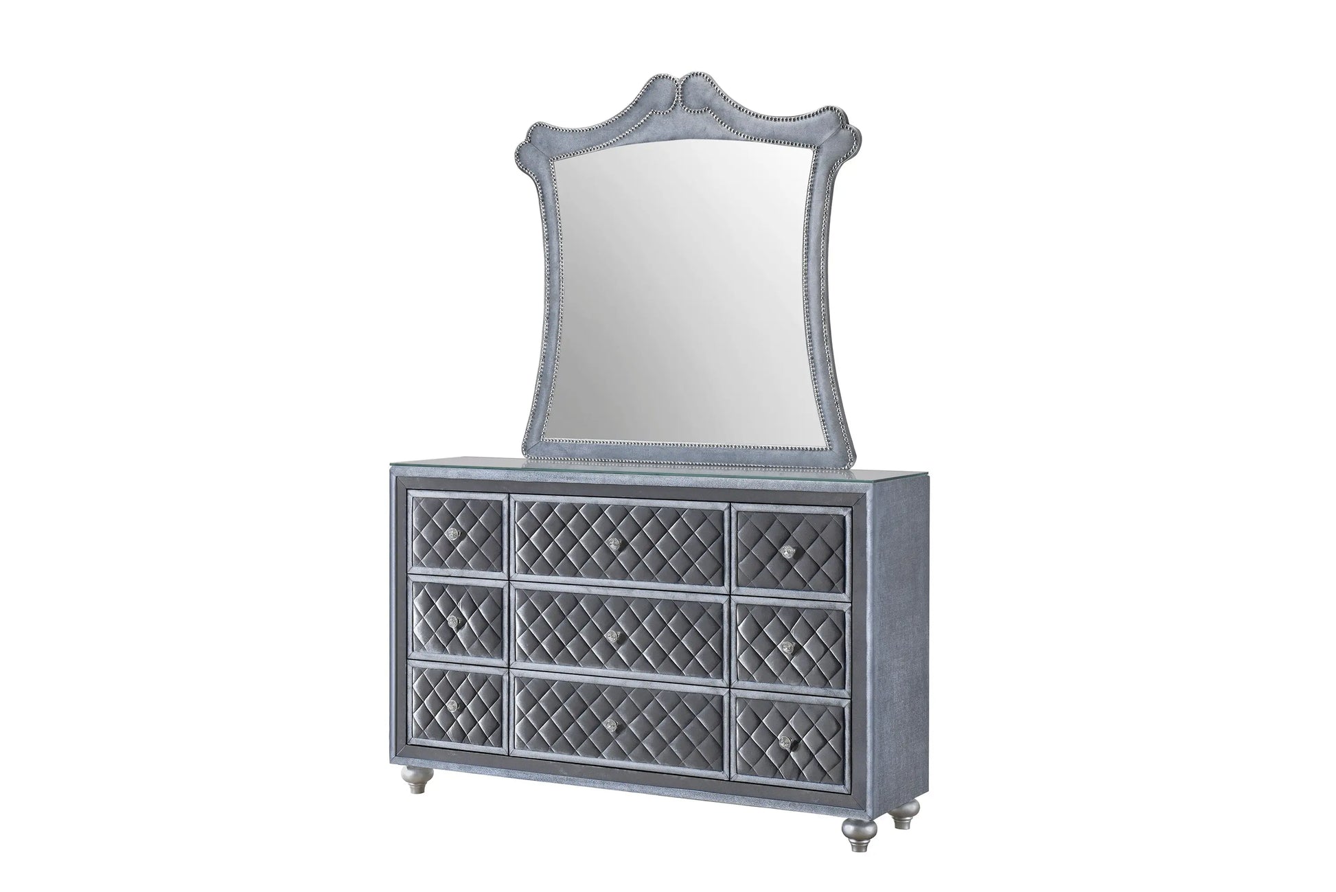 Cameo Gray Upholstered Wingback Panel Bedroom Set Crown Mark