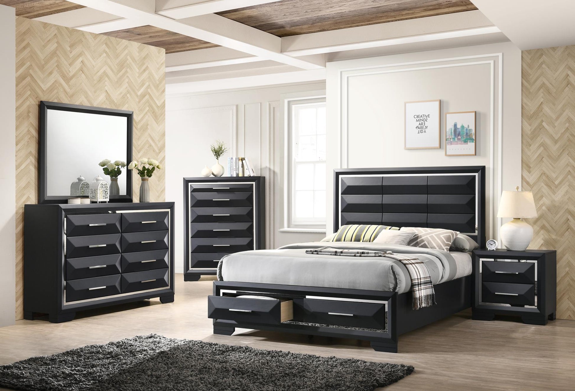 Lynn Queen Bed, Dresser, Mirror & Nightstand Massa Gallery Furniture