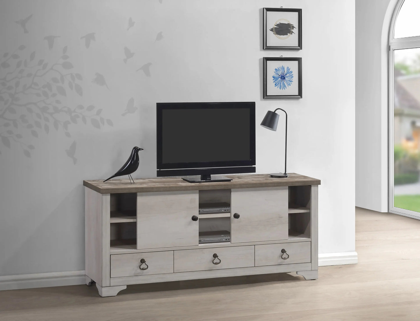 Patterson Driftwood 65" TV Stand Crown Mark