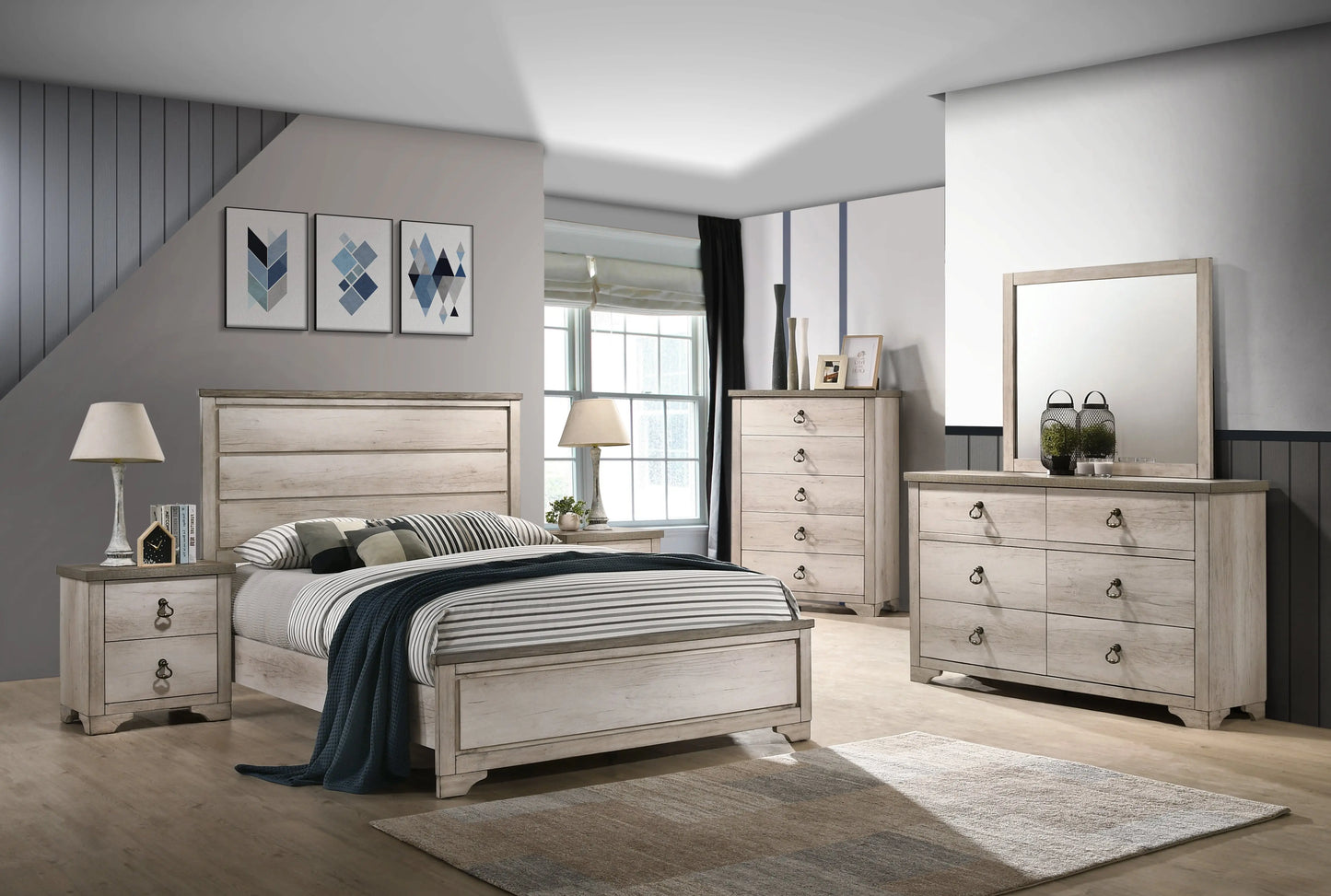 Patterson Driftwood Queen Panel Bed Crown Mark