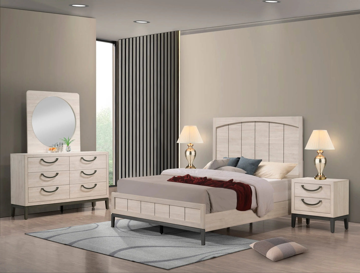 Veda Chalk Panel Bedroom Set Crown Mark