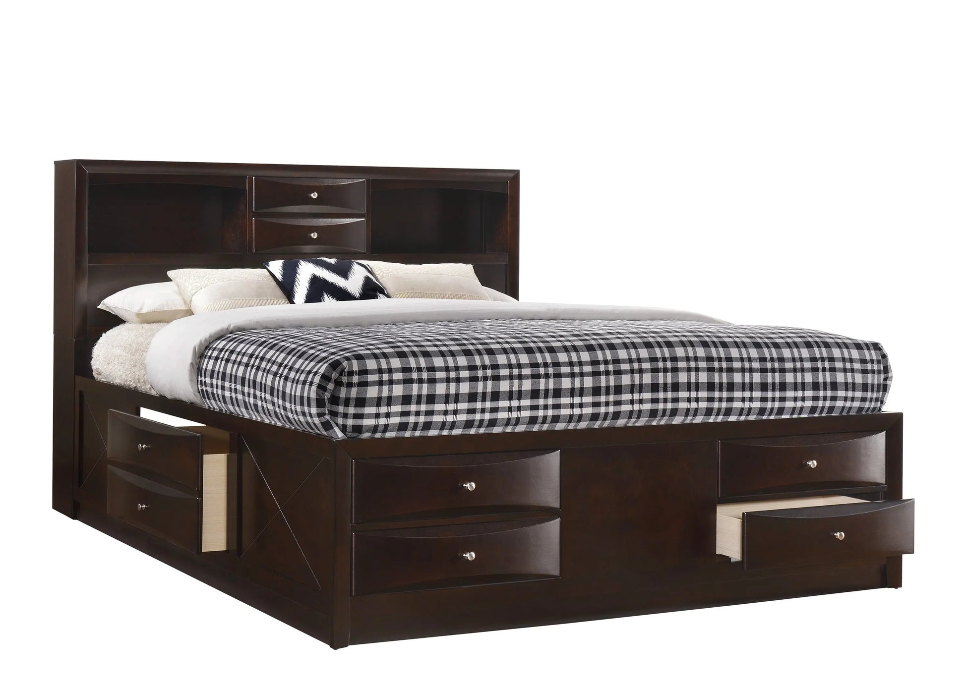 Emily Dark Cherry King Storage Platform Bed Crown Mark