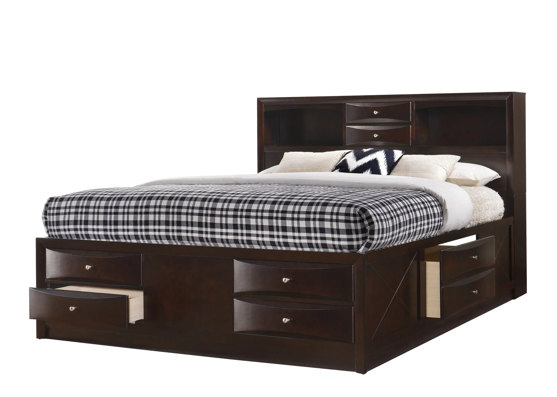 Emily Dark Cherry Storage Platform Bedroom Set Crown Mark