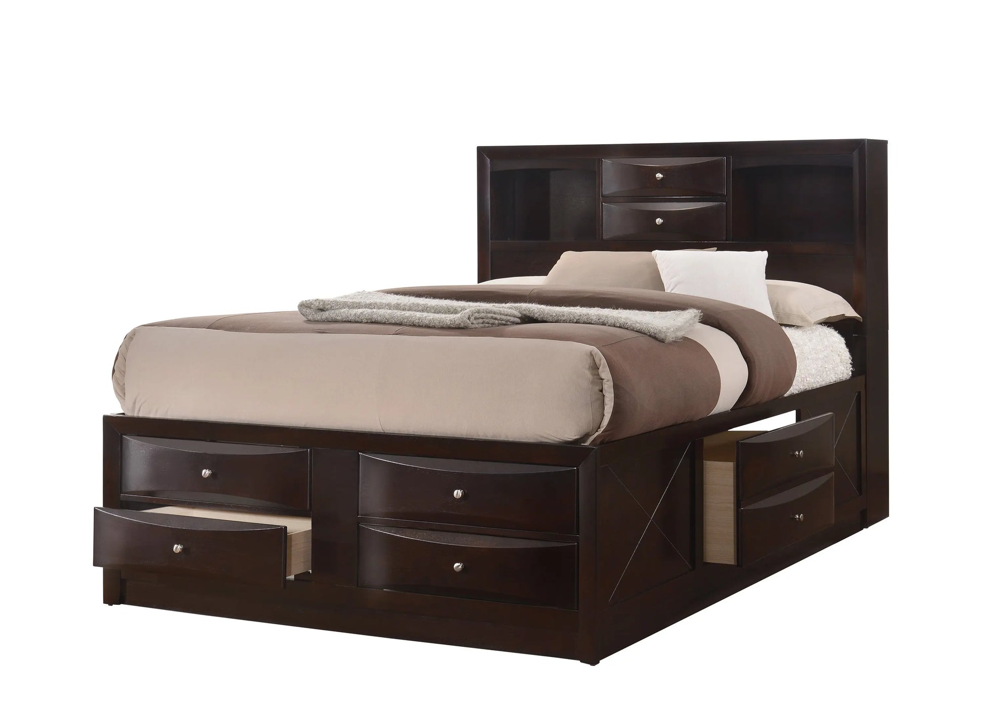 Emily Dark Cherry Storage Platform Bedroom Set Crown Mark