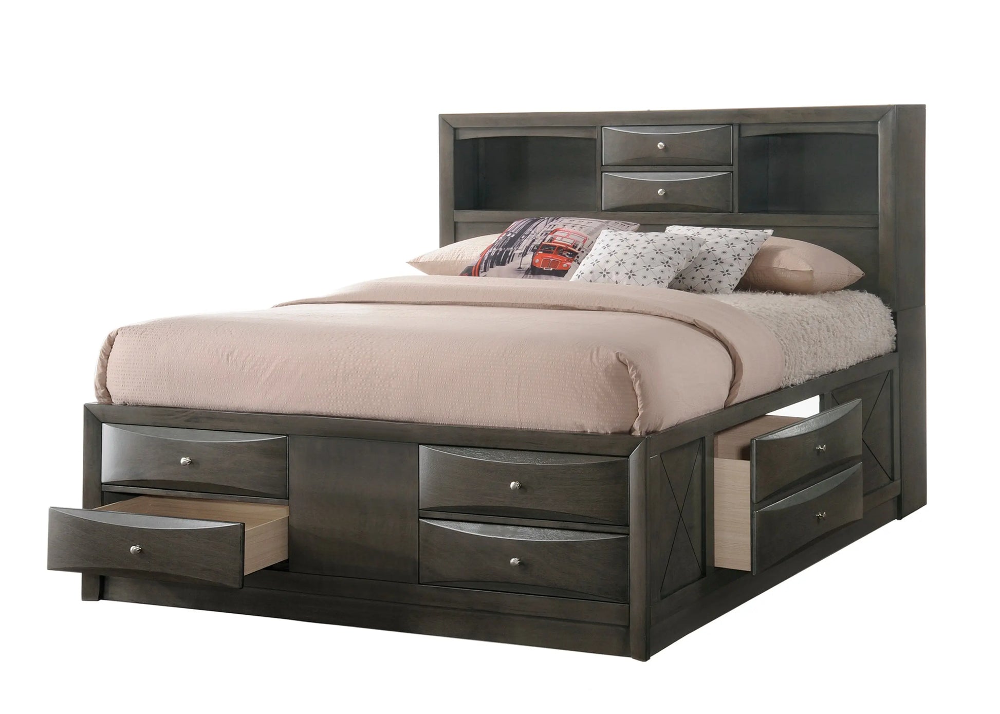 Emily Gray Storage Platform Bedroom Set Crown Mark