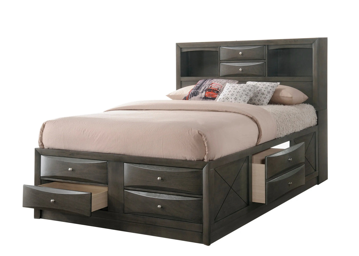 Emily Gray Storage Platform Bedroom Set Crown Mark