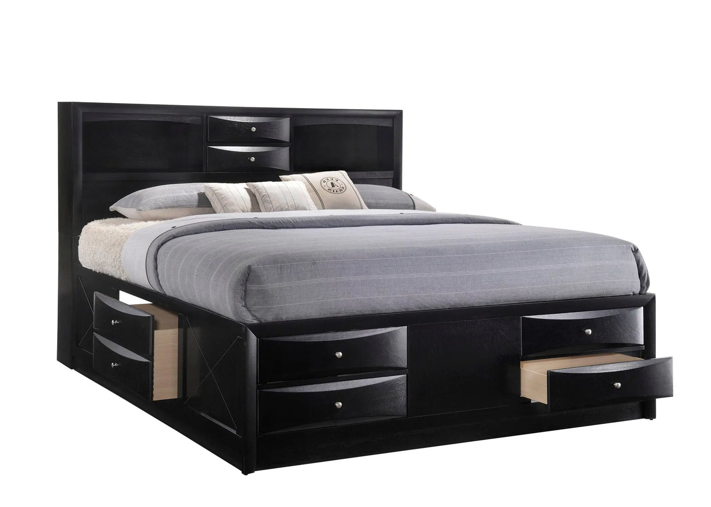 Emily Black King Storage Platform Bed Crown Mark