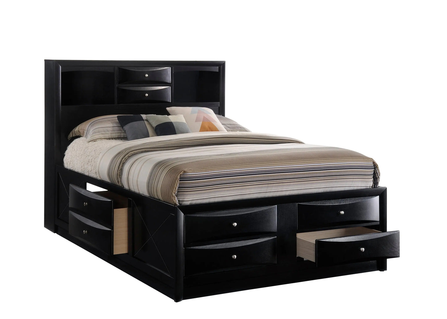 Emily Black Queen Storage Platform Bed Crown Mark