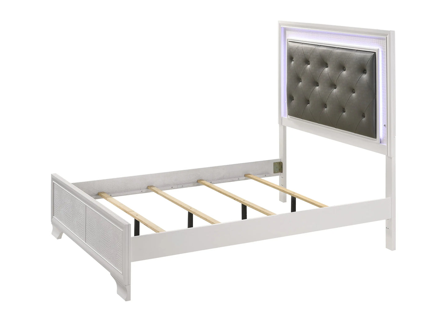 Lyssa Frost Full LED Upholstered Panel Bed Crown Mark