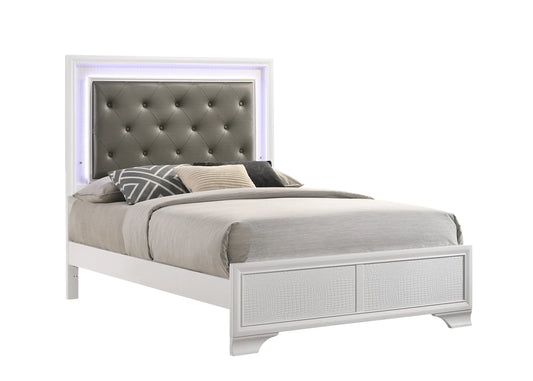 Lyssa Frost Full LED Upholstered Panel Bed Crown Mark