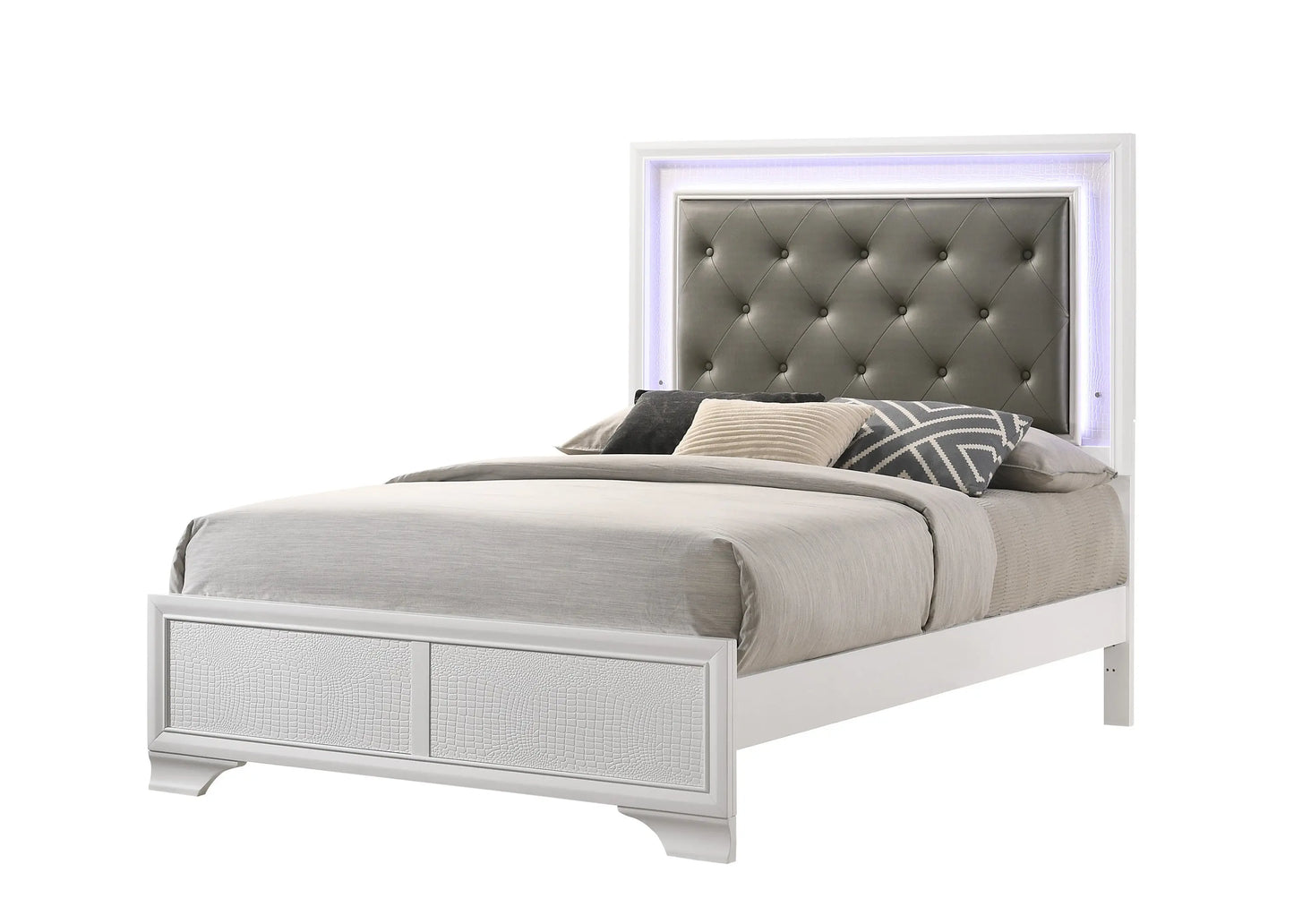 Lyssa Frost LED Upholstered Panel Youth Bedroom Set Crown Mark