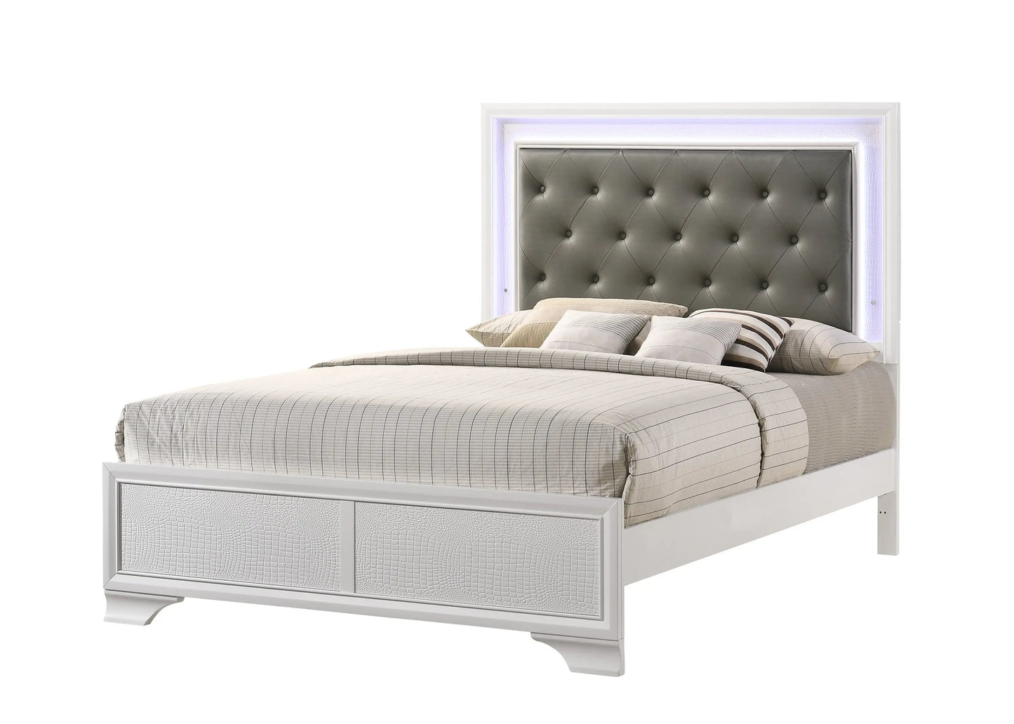 Lyssa Frost LED Upholstered Panel Bedroom Set Crown Mark